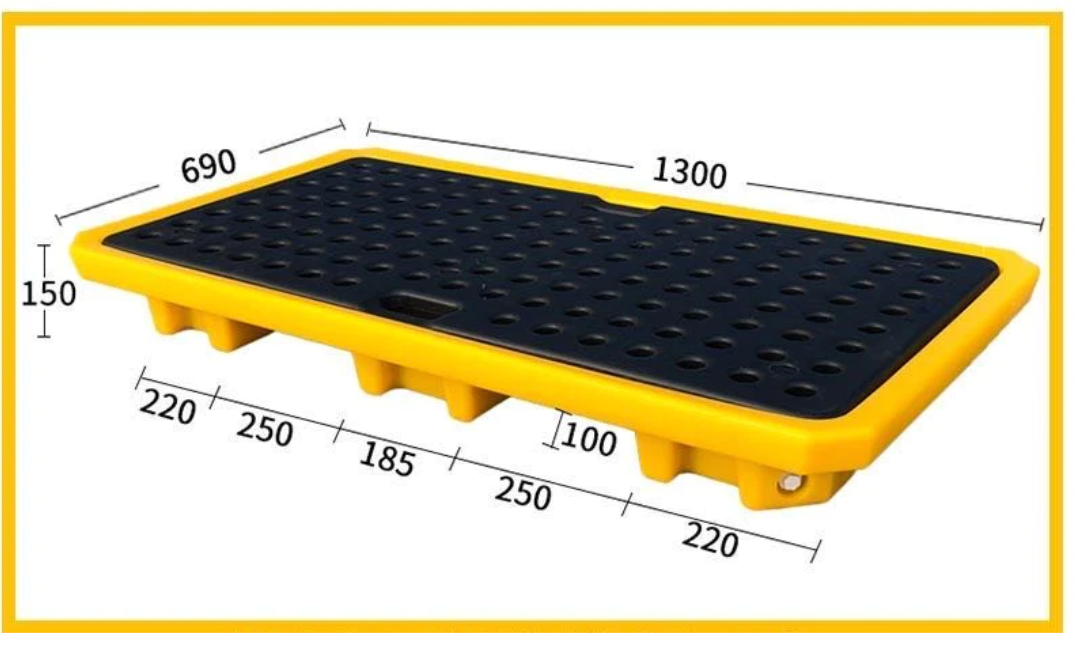Low Profile 2 Drum Spill Pallet with Drain Plug SD002L