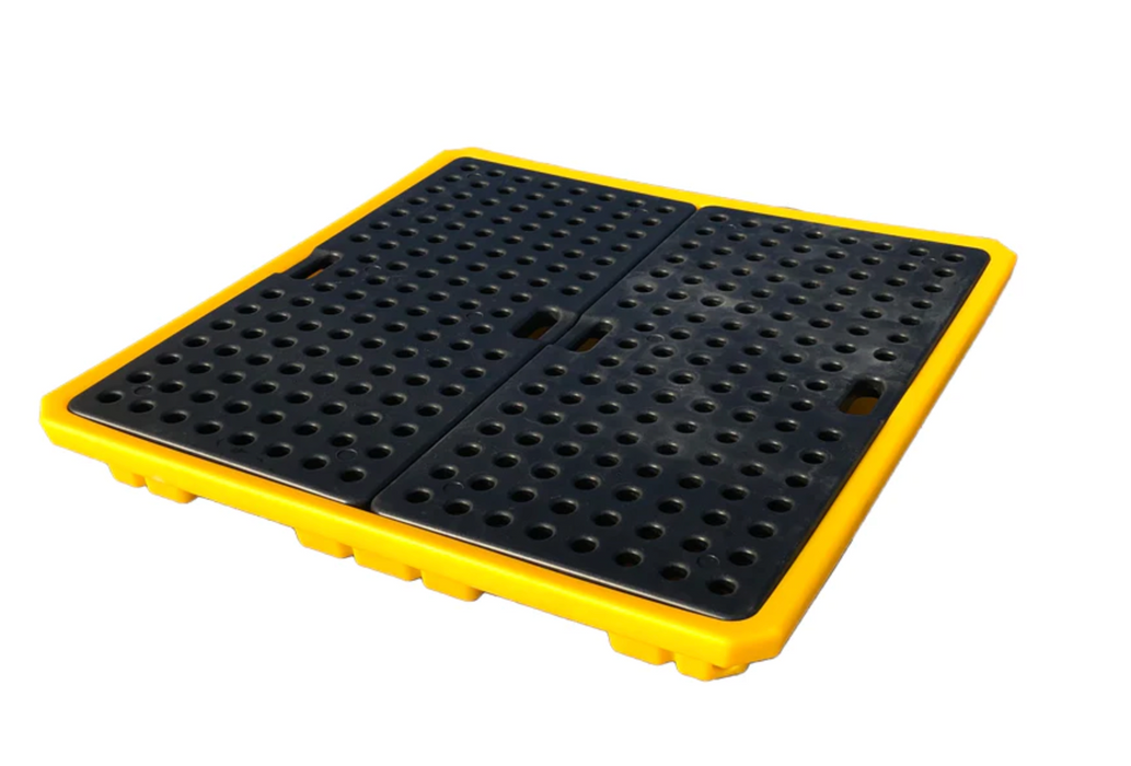 Low Profile 4 Drum Spill Pallet with Drain Plug SD004L
