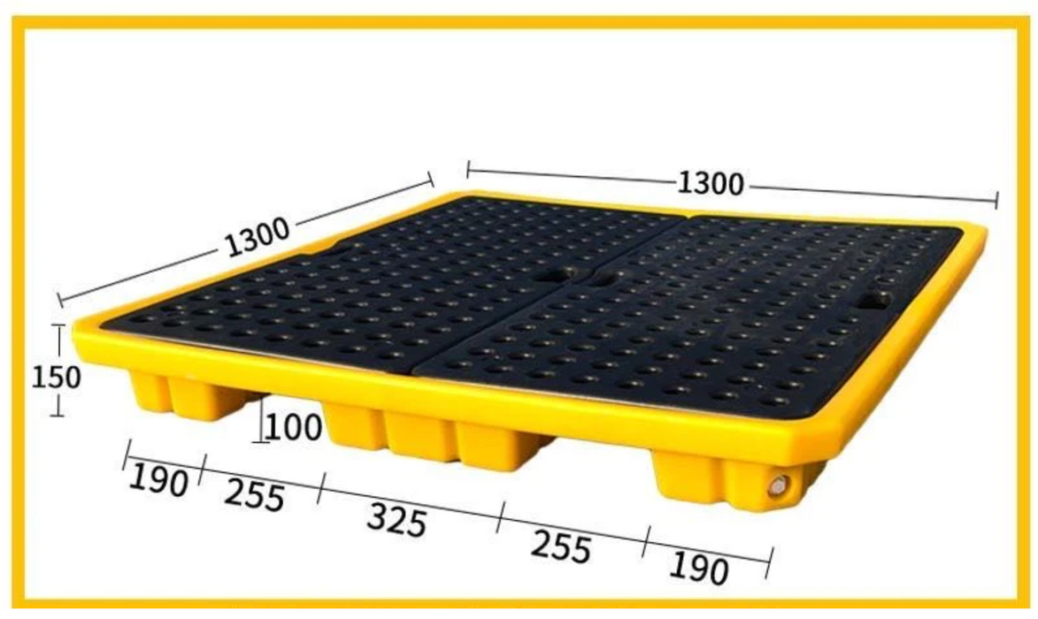 Low Profile 4 Drum Spill Pallet with Drain Plug SD004L