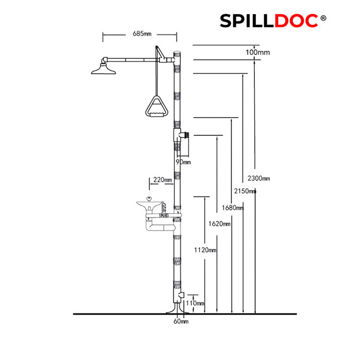 Spilldoc Combination Emergency Shower and Eyewash Station SD-510/ABS