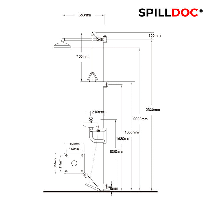 Spilldoc Combination Emergency Shower and Eyewash Station SD-550C